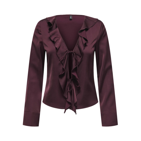 ONLY Mika Satin L/S Flæse Bluse - Decadent Chocolate