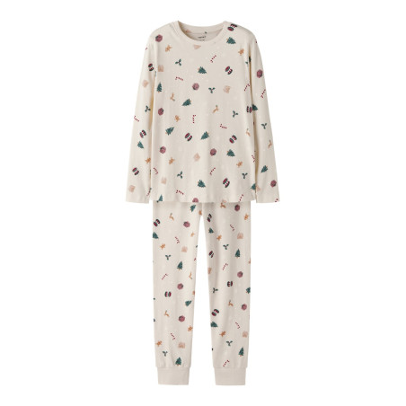 NAME IT KIDS Vismas L/S Natsæt - Whitecap Gray / Xmas