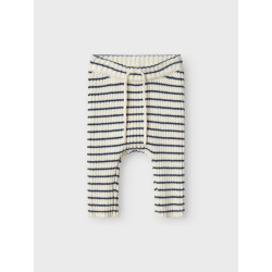 NAME IT BABY Ostripe Strik Bukser - Insignia Blue / Cloud Dancer