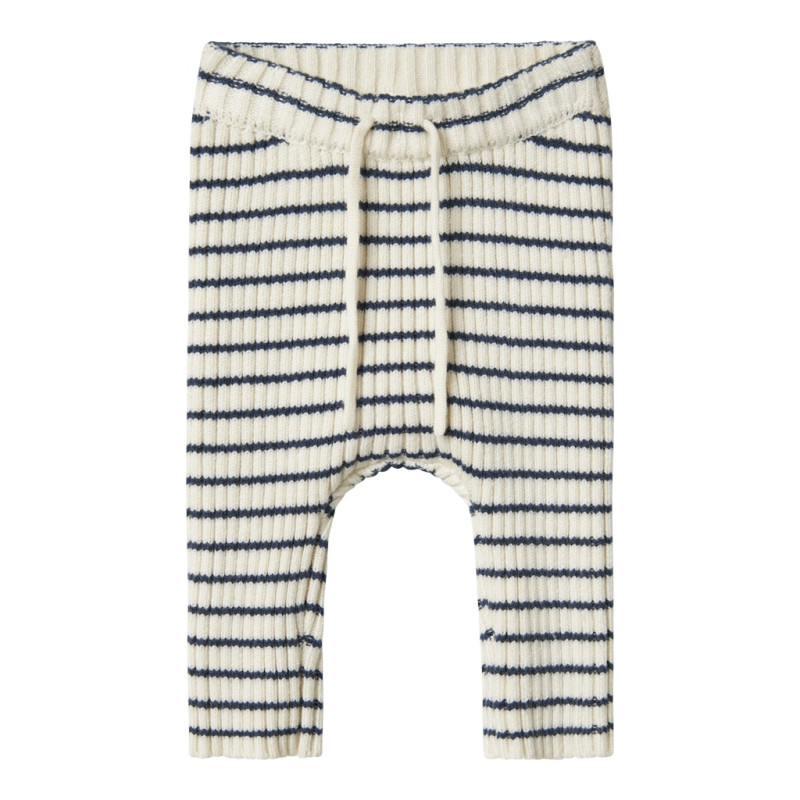 NAME IT BABY Ostripe Strik Bukser - Insignia Blue / Cloud Dancer