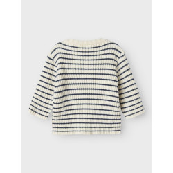 NAME IT BABY Ostripe L/S Strik Bluse - Insignia Blue / Cloud Dancer