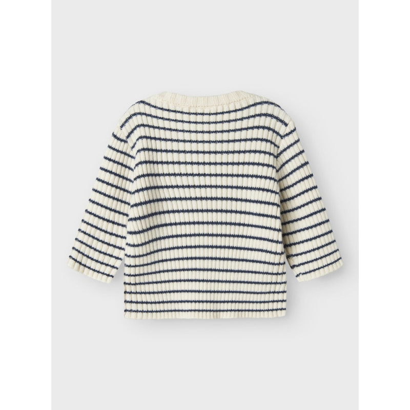 NAME IT BABY Ostripe L/S Strik Bluse - Insignia Blue / Cloud Dancer
