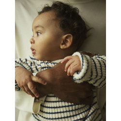 NAME IT BABY Ostripe L/S Strik Bluse - Insignia Blue / Cloud Dancer