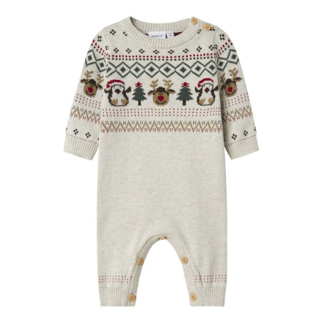 NAME IT BABY Ralko L/S Strik Dragt - Peyote Melange