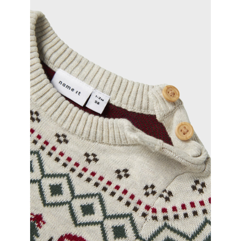 NAME IT BABY Ralko L/S Strik Dragt - Peyote Melange