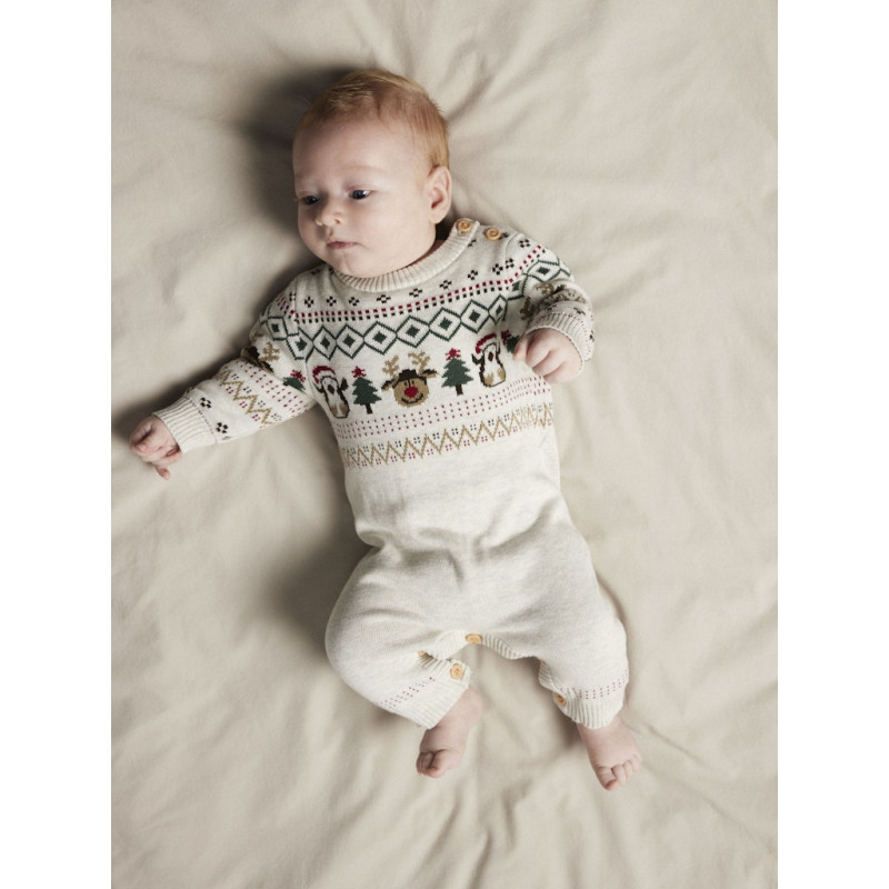 NAME IT BABY Ralko L/S Strik Dragt - Peyote Melange