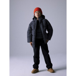 NAME IT KIDS Medow03 Puffer Jakke - Grey Pinstripe