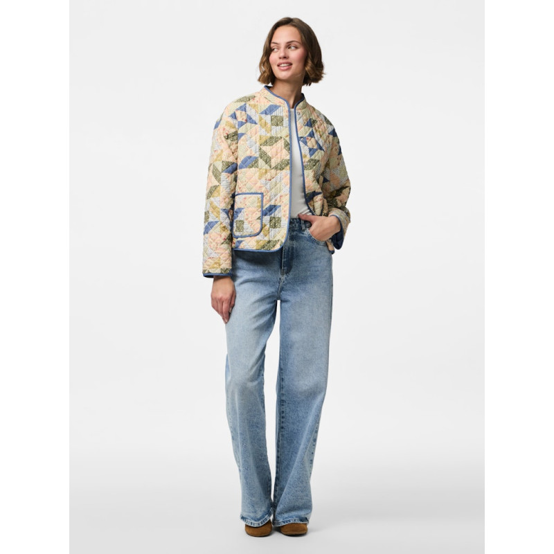 PIECES Rikke Quiltet Jakke - Birch / Patchwork