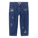 NAME IT MINI Bella Mom Jeans 1224 - Dark Blue Denim / Flower