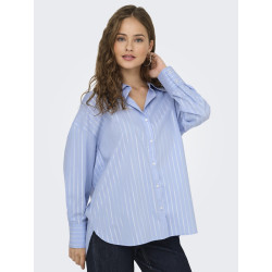 JDY Mio L/S Lurex Skjorte - Chambray Blue / Silver Lurex