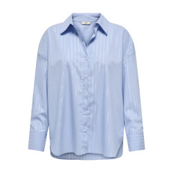 JDY Mio L/S Lurex Skjorte - Chambray Blue / Silver Lurex