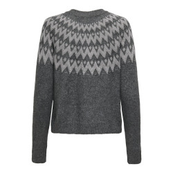 ONLY Fry L/S Glitter Strik Sweater - Dark Grey Melange