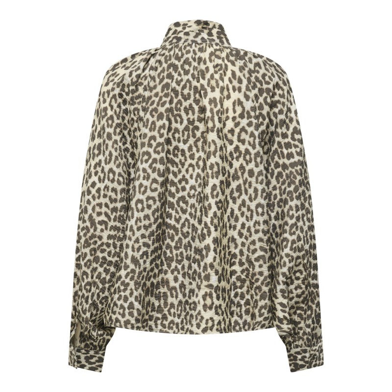 JDY Beatrice L/S Sløjfe Skjorte - Birch / Brown Leo