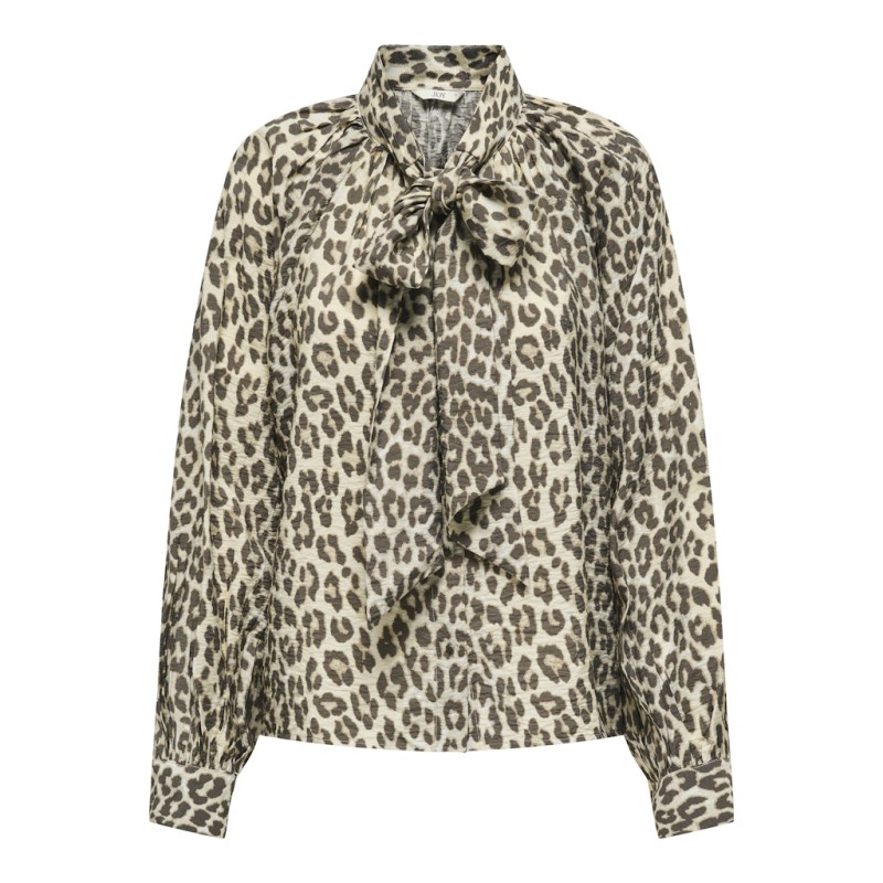 JDY Beatrice L/S Sløjfe Skjorte - Birch / Brown Leo