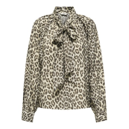 JDY Beatrice L/S Sløjfe Skjorte - Birch / Brown Leo