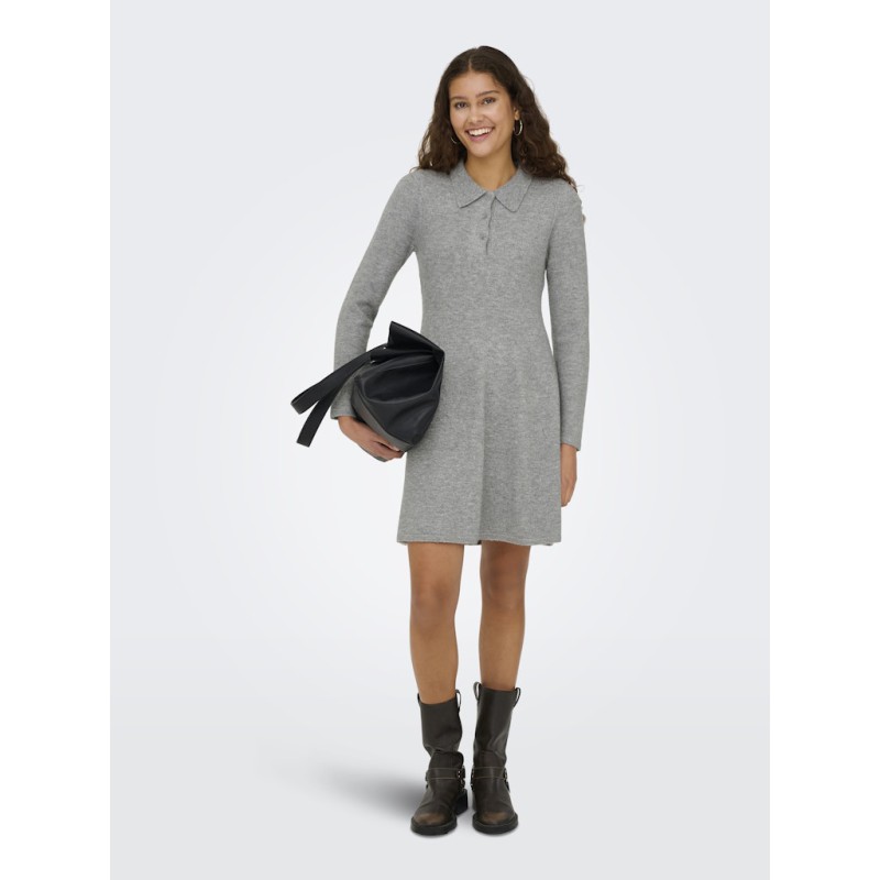 JDY Rosemary L/S Strik Kjole - Light Grey Melange