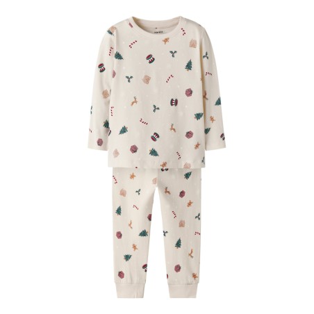 NAME IT MINI Vismas L/S Pyjamas Sæt - Whitecap Gray / Xmas