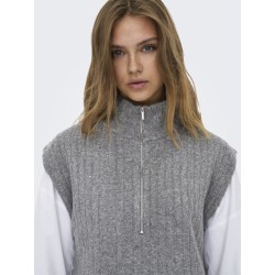 ONLY Jeanett Strik Vest - Medium Grey Melange