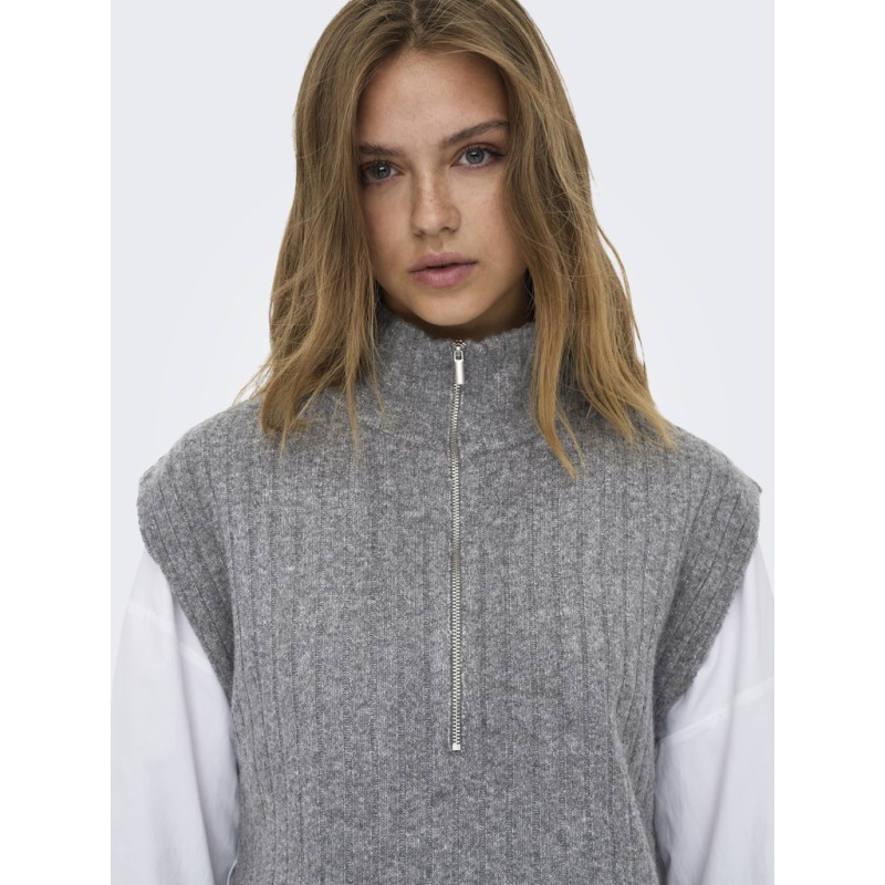 ONLY Jeanett Strik Vest - Medium Grey Melange