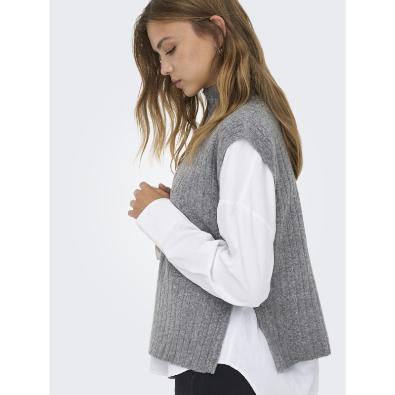 ONLY Jeanett Strik Vest - Medium Grey Melange