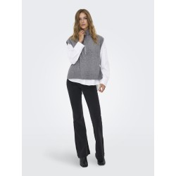 ONLY Jeanett Strik Vest - Medium Grey Melange