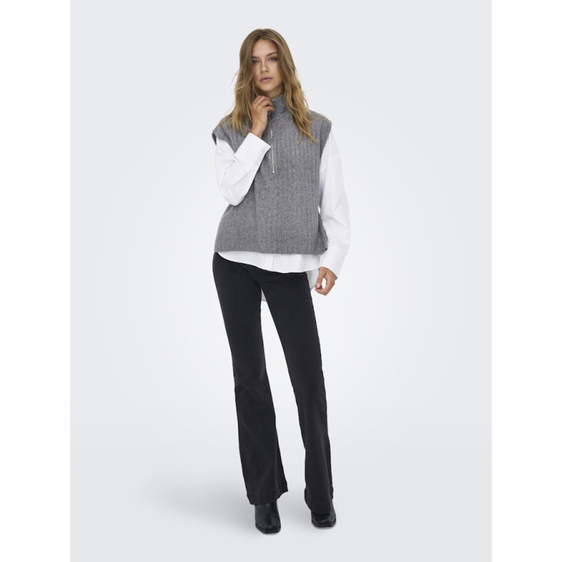 ONLY Jeanett Strik Vest - Medium Grey Melange