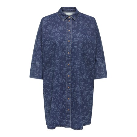ONLY CARMAKOMA Grace Rose Denim Kjole - Medium Blue Denim
