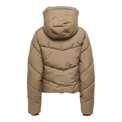 ONLY Harper Kort Premium Dynejakke - Cocoa Créme