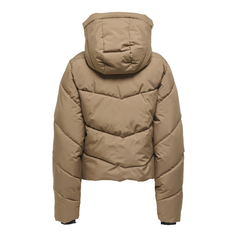 ONLY Harper Kort Premium Dynejakke - Cocoa Créme