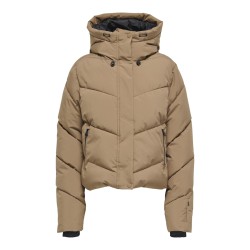 ONLY Harper Kort Premium Dynejakke - Cocoa Créme