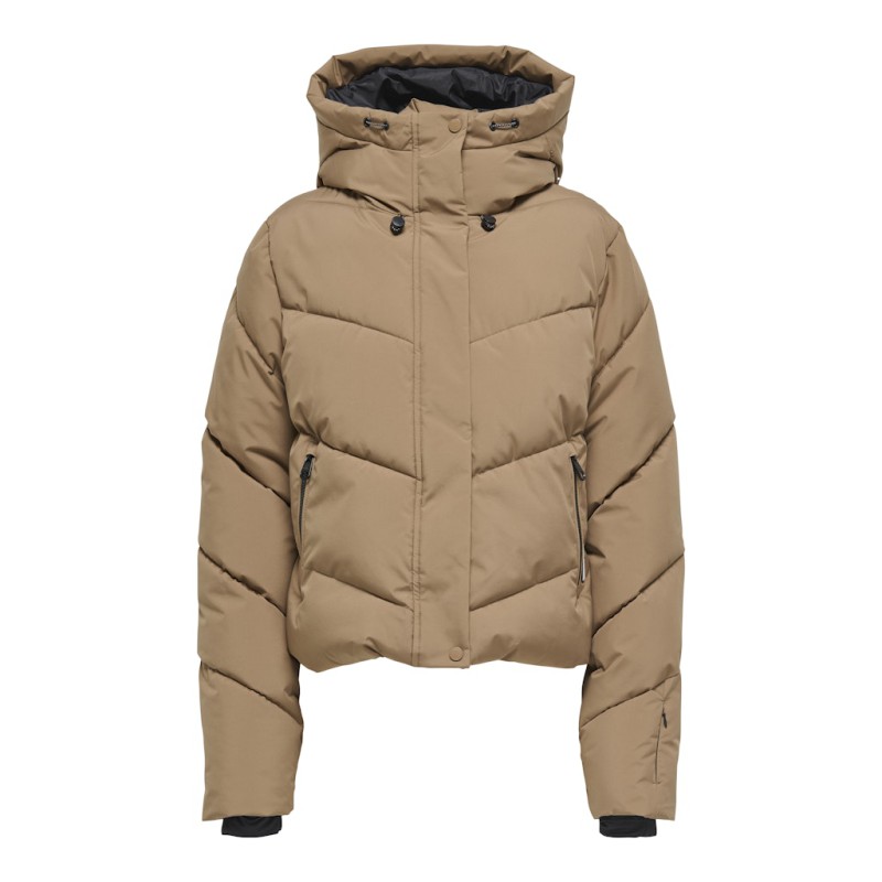 ONLY Harper Kort Premium Dynejakke - Cocoa Créme