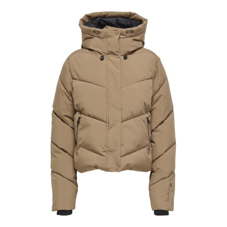 ONLY Harper Kort Premium Dynejakke - Cocoa Créme