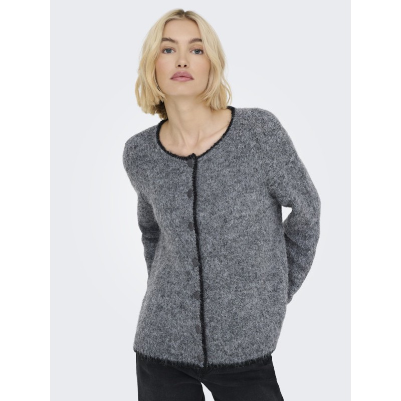 JDY Zoey L/S Strik Cardigan - Dark Grey Melange
