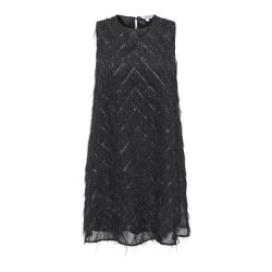 ONLY Faye S/L Feather Kjole - Sort