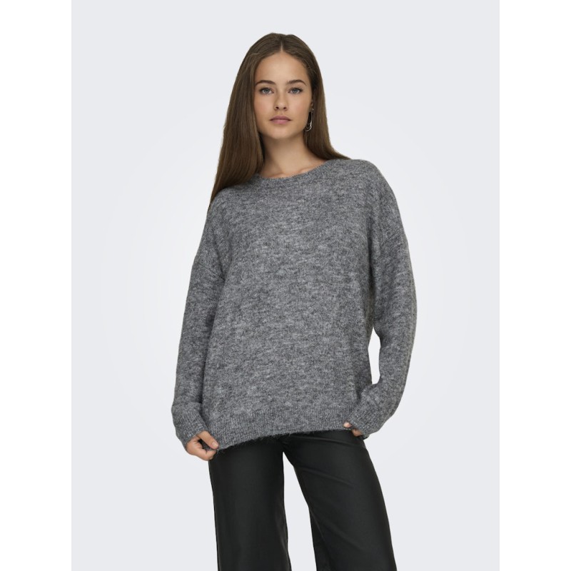 ONLY Azu L/S Strik Sweater - Dark Grey Melange