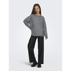 ONLY Azu L/S Strik Sweater - Dark Grey Melange