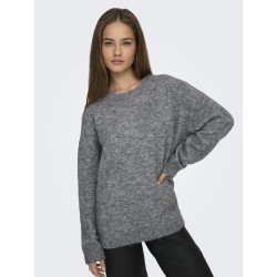 ONLY Azu L/S Strik Sweater - Dark Grey Melange