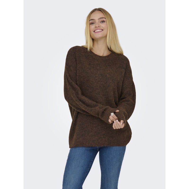 ONLY Azu L/S Strik Sweater - Seal Brown