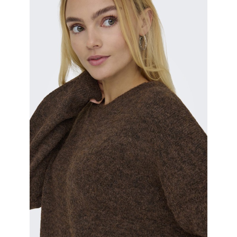 ONLY Azu L/S Strik Sweater - Seal Brown