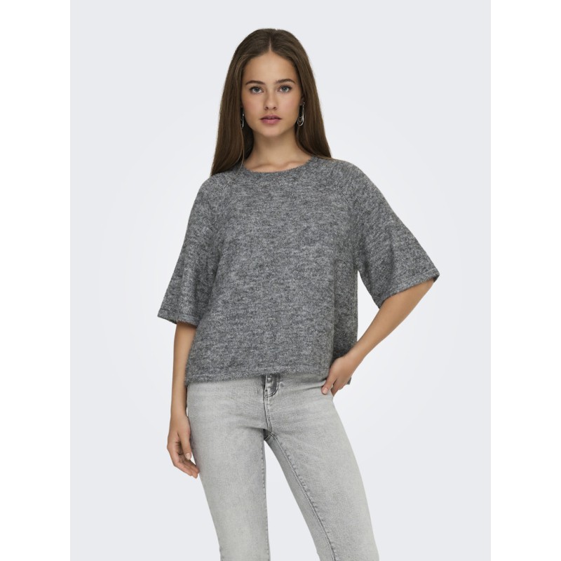 ONLY Azu S/S Strik Top - Dark Grey Melange
