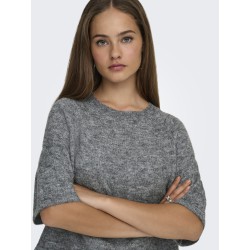 ONLY Azu S/S Strik Top - Dark Grey Melange