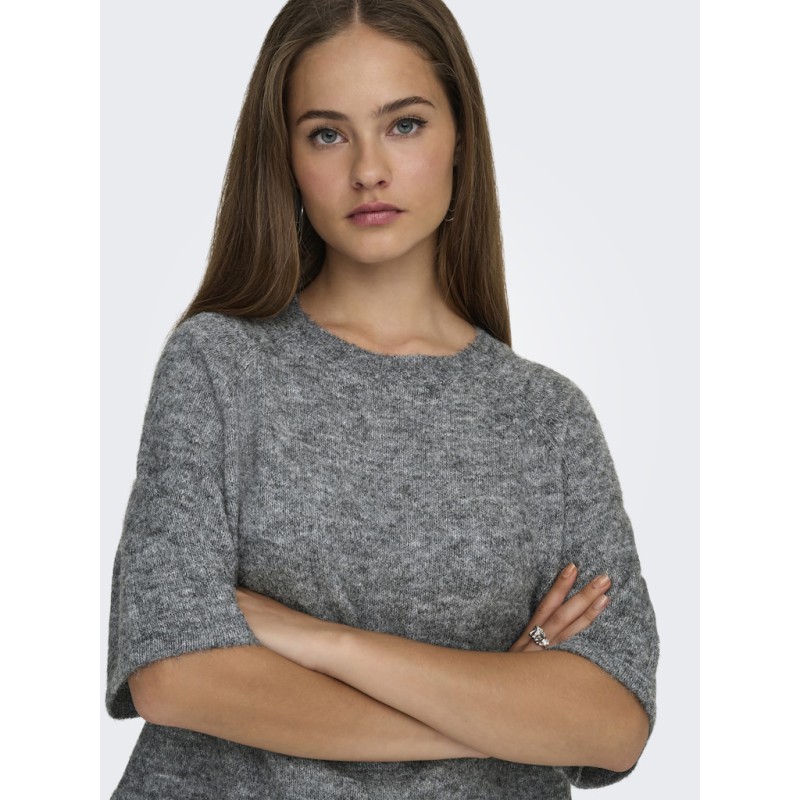 ONLY Azu S/S Strik Top - Dark Grey Melange