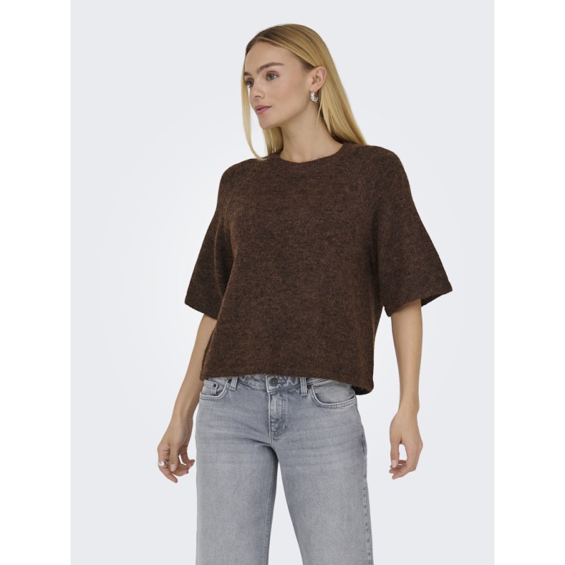 ONLY Azu S/S Strik Top - Dark Grey Melange