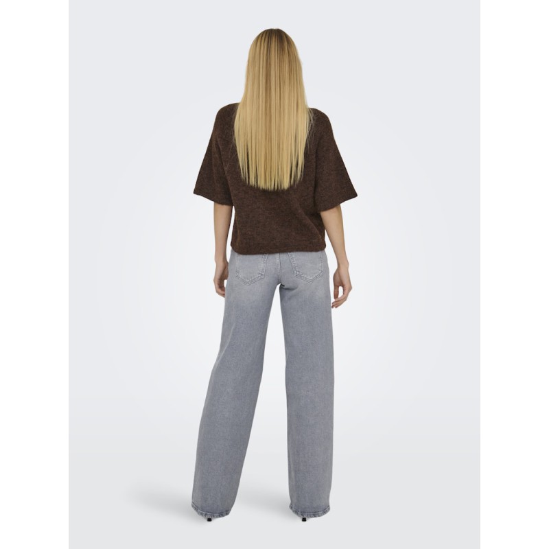 ONLY Azu S/S Strik Top - Dark Grey Melange