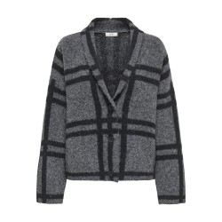 JDY Lydia L/S Kraftig Cardigan - Dark Grey Melange / Black Check