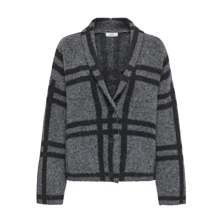 JDY Lydia L/S Kraftig Cardigan - Dark Grey Melange / Black Check