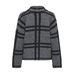 JDY Lydia L/S Kraftig Cardigan - Dark Grey Melange / Black Check