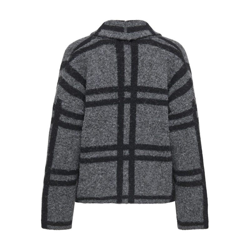 JDY Lydia L/S Kraftig Cardigan - Dark Grey Melange / Black Check