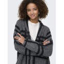 JDY Lydia L/S Kraftig Cardigan - Dark Grey Melange / Black Check