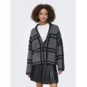 JDY Lydia L/S Kraftig Cardigan - Dark Grey Melange / Black Check